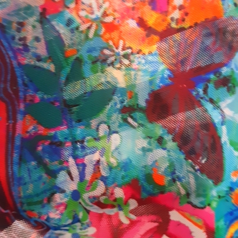 Exotica Size XXL Floral Tiger Print Mesh Top Size 18 approx - Picture 8 of 8